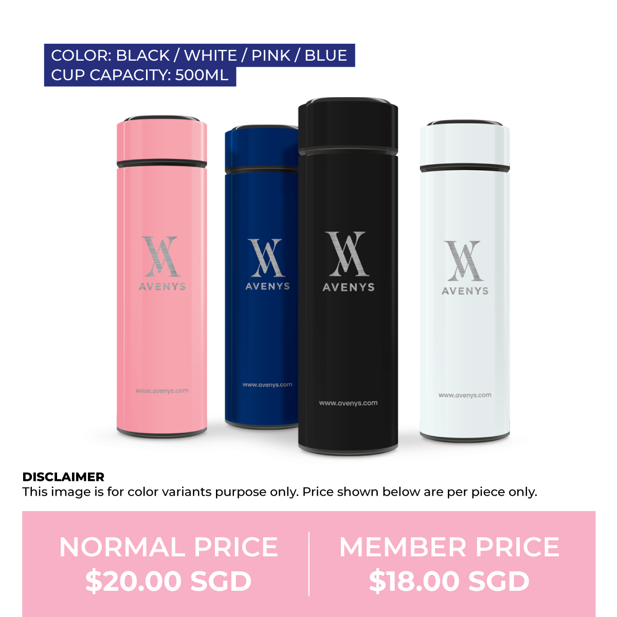 AVENYS Smart Thermal Flask (with LED Display)